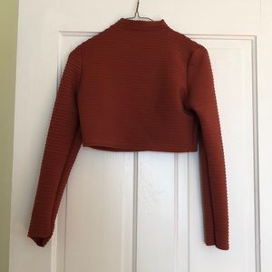 Burnt orange long sleeved ribbed crop top
